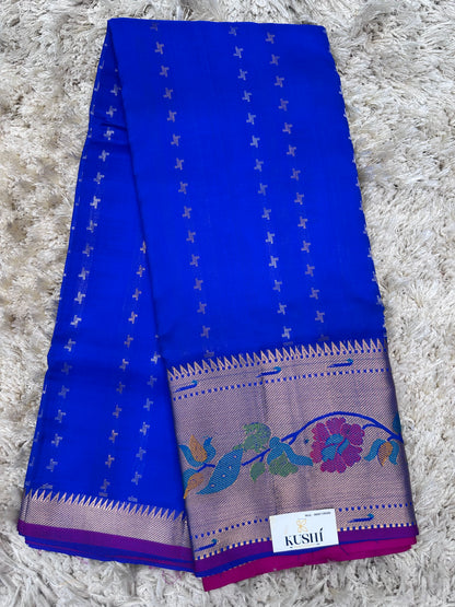 Blue Venkatgiri Pattu with Paithani Border Saree