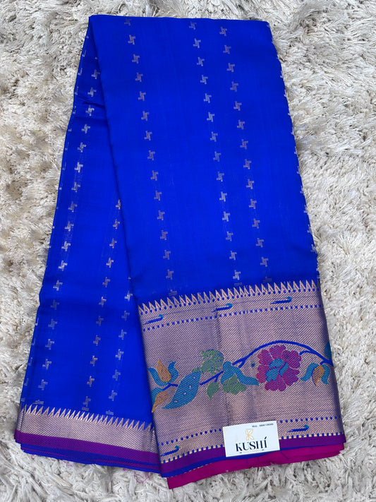 Blue Venkatgiri Pattu with Paithani Border Saree