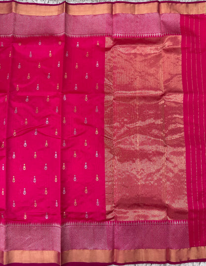 Pink Chanderi pattu saree