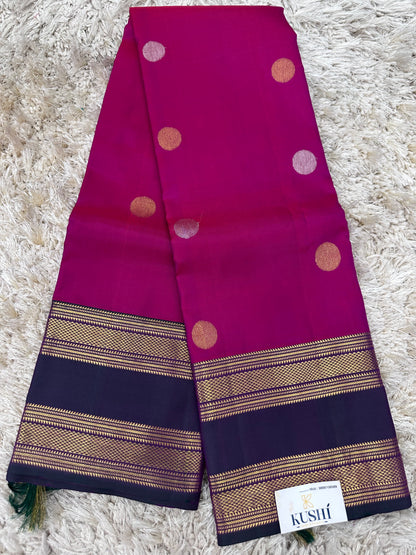Pink gap border kanjivaram pattu saree
