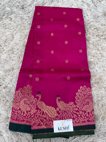 Pink Chanderi pattu saree