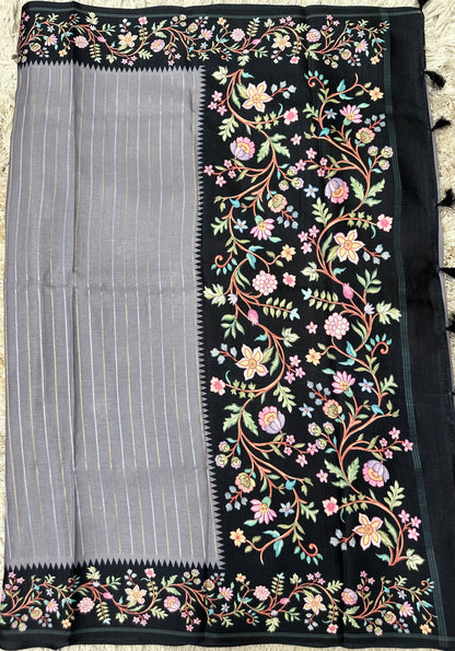 Fancy Soft Tussure Saree with Floral Border Saree