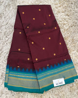 Ilkal pattu small buta with temple Border saree