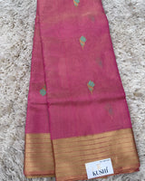 Pink Chanderi Tissue Pattu Saree with Kanchi Border