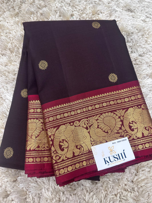 Brown Vintage Kanjivaram Pattu Saree