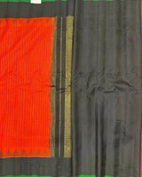 Red checks with plain border Gadwal pattu saree