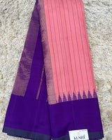 Gadwal pattu plain border saree with temple