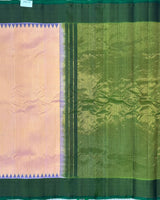 Gadwal pattu plain saree with contrast temple border saree