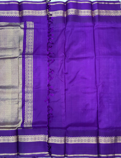 Pink with Purple Gap Border Venkatgiri Pattu Saree