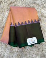 Gadwal pattu plain saree with contrast temple border saree