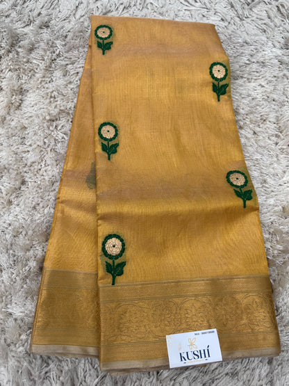 Gold Chanderi Tissue Pattu Saree