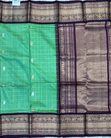 Green Checks Venkatgiri Pattu Saree