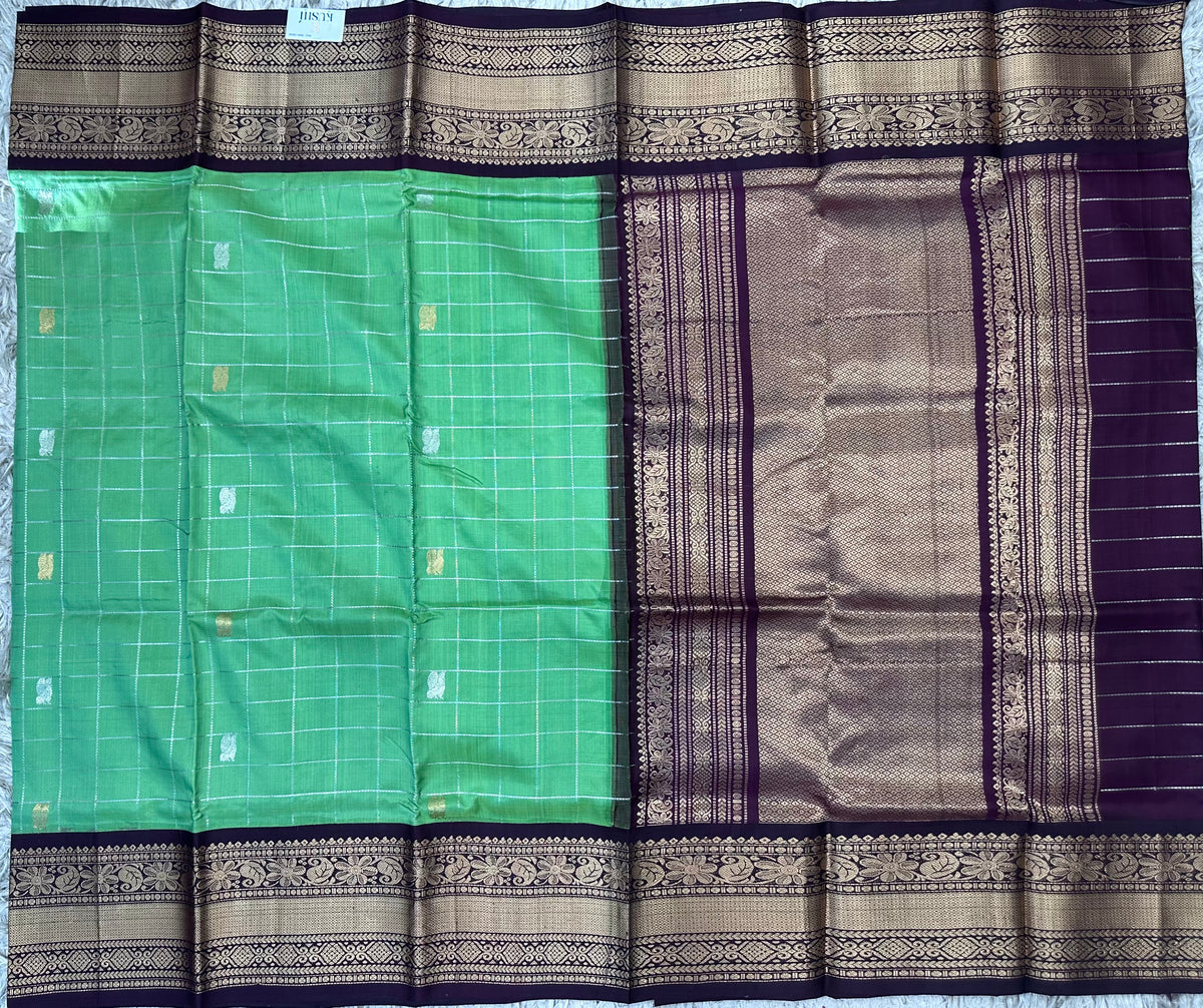 Green Checks Venkatgiri Pattu Saree