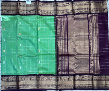 Green Checks Venkatgiri Pattu Saree