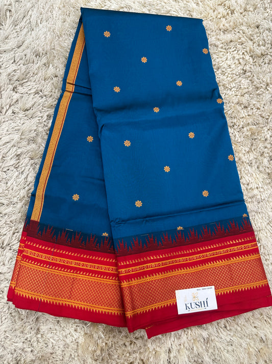 Ilkal pattu small buta with temple Border saree