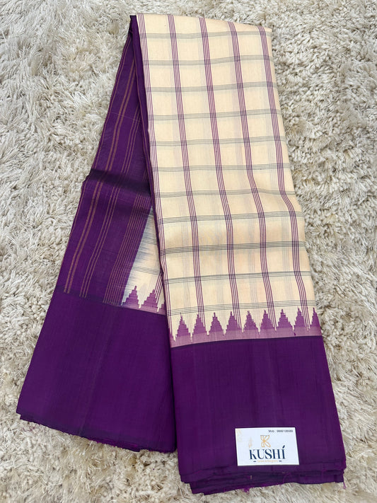 Gadwal Pattu Broad Thread Checks with Plain Border