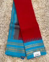 Gadwal Pattu Red Plain Saree  with Gap Border 