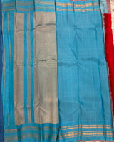 Gadwal Pattu Red Plain Saree  with Gap Border 