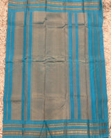 Gadwal pattu black plain saree with gap border 