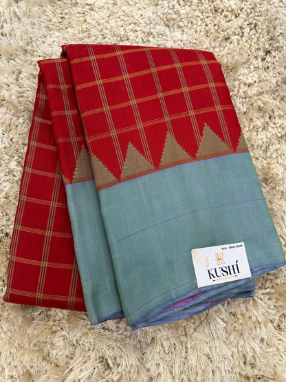 Gadwal pattu broad thread checks with plain border 