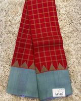 Gadwal pattu broad thread checks with plain border 