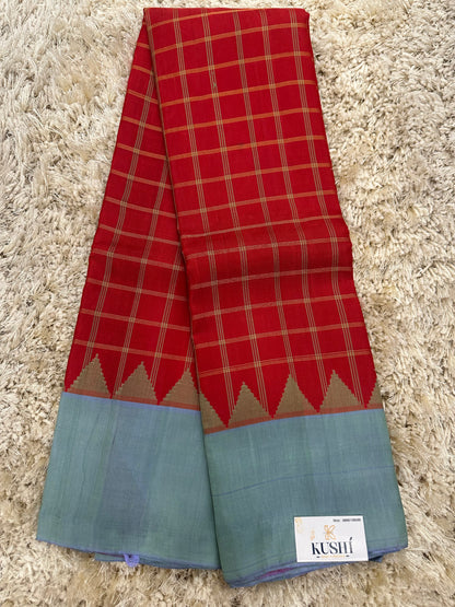 Gadwal pattu broad thread checks with plain border 