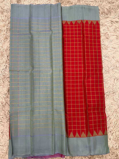 Gadwal pattu broad thread checks with plain border 