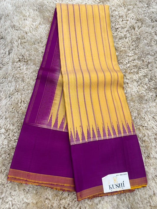 Gadwal pattu lines with plain border saree 