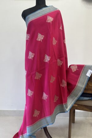 Fancy Munga silk pink colour saree