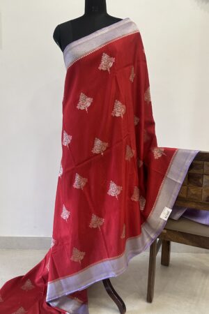 Fancy Munga silk RED colour saree